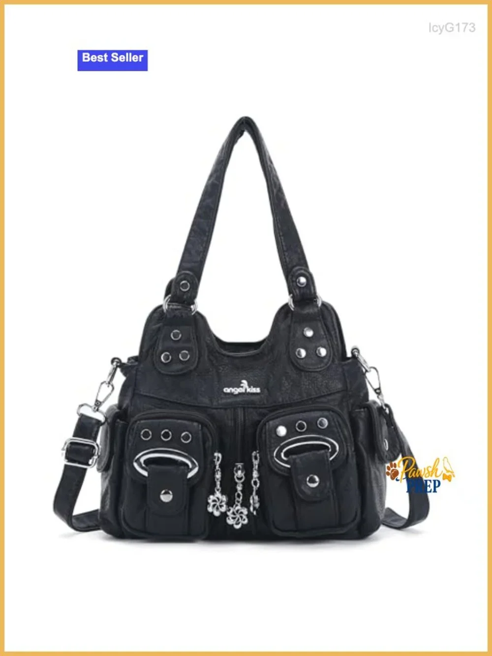 Vegan Leather Hobo Bag Multi-Pocket Crossbody Adjustable Strap
